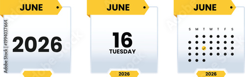 June 16 Calendar 2026 Deadline Reminder Business Planning Schedule Productivity Appointment Organizer Time Management Concept Corporate Work Planning Date Event Minimal