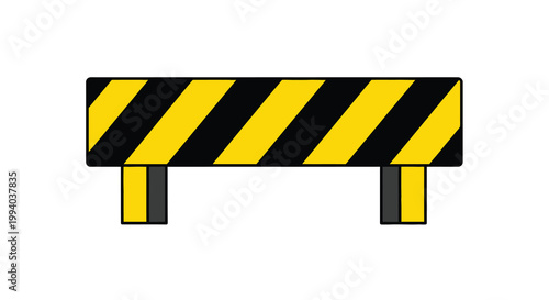 Simple illustration of a yellow and black striped barrier on white background