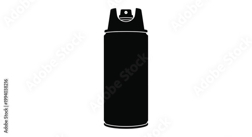 A simple black silhouette of a standard aerosol spray can on white