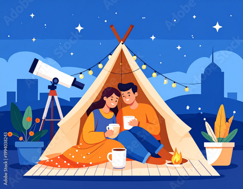 Rooftop Stargazing Blanket Fort