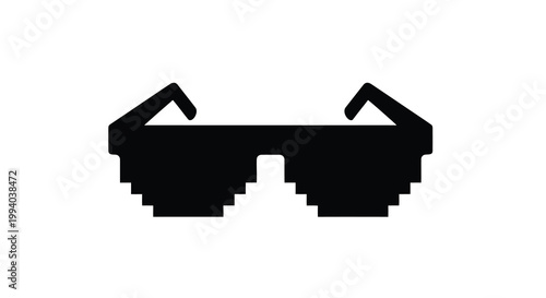 Black pixelated sunglasses graphic isolated on a white background