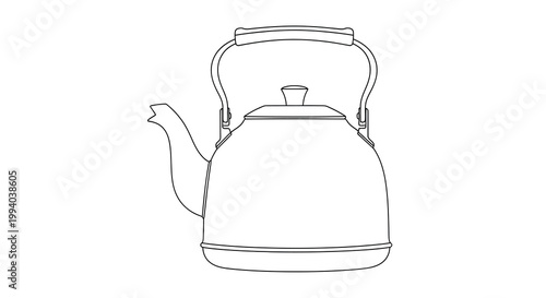Simple line drawing of a vintage kettle with a handle and spout