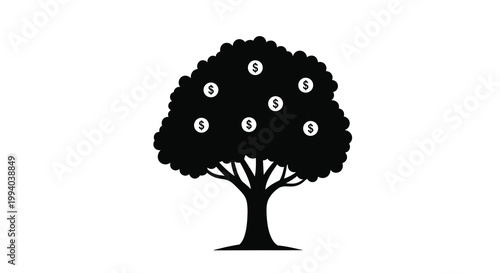A stylized tree illustration with dollar signs instead of leaves