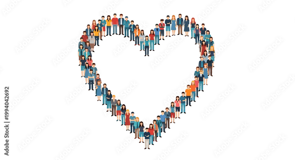Fototapeta premium Diverse group of people forming heart shape.