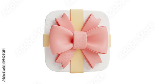 3D Render of a Gift Box with Pink Bow