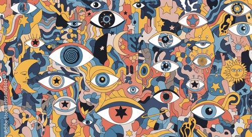 Abstract Eyes Pattern Psychedelic Art.