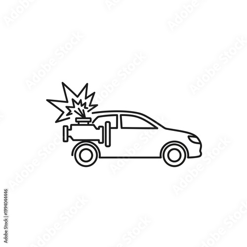 Car with explosion in the trunk.