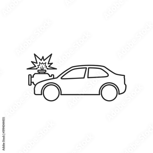 Car Crash Accident Damage Front View.