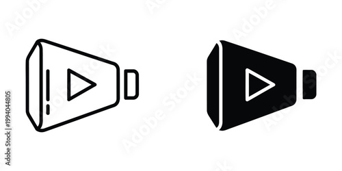 Comparison of outline and filled play button icons with volume indicators