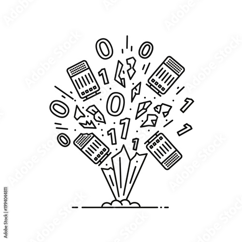 Explosion of Binary Code Numbers.