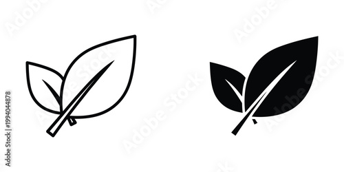 Contrasting graphic of simple and filled leaves attached to stems