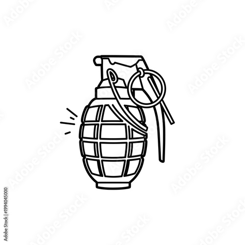 Hand grenade with pin and safety.