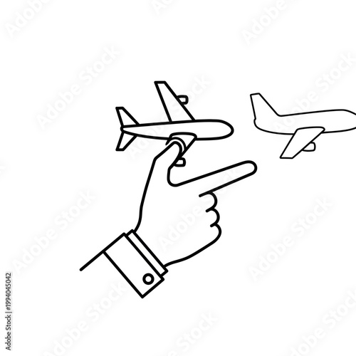 Hand Holding Airplane Model Toy.