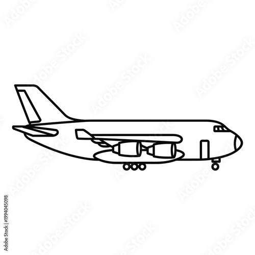 Large Commercial Airplane Side View.