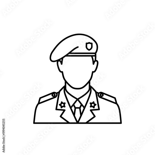 Military Officer Wearing Beret Uniform 1.