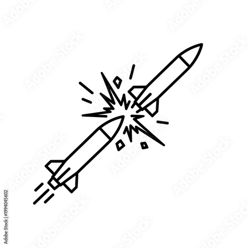 Rocket Missile Explosion Fire Vector.