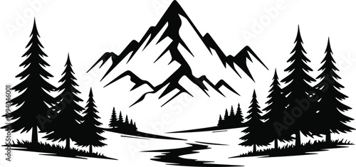 Mountain skyline poster for wall and print