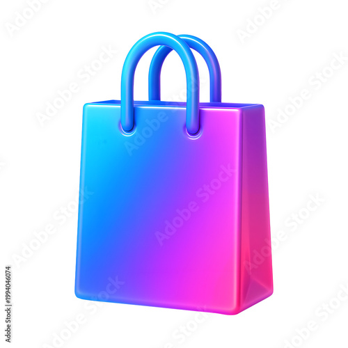 Colorful Gradient Shopping Bag With Two Handles Isolated on Transparent Background