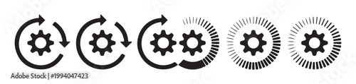 Circular arrows process with gears icons collection set for business process automation workflow technology concept.