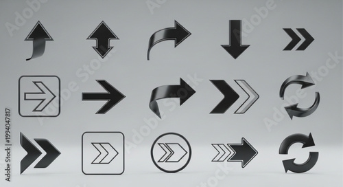 Collection of diverse arrow icons pointing in various directions.