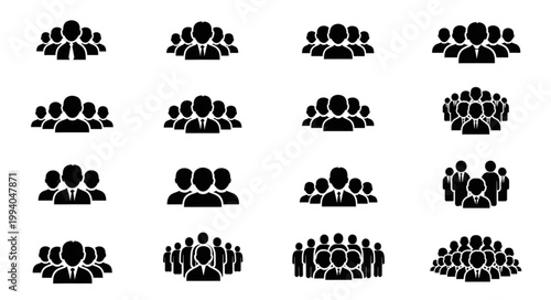 Collection of diverse group icons representing people and teams.