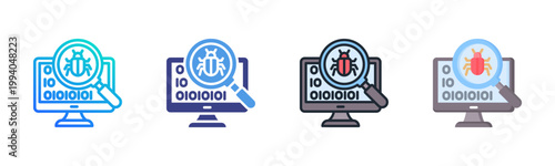Virus Scan Icon Set Multiple Style Collection