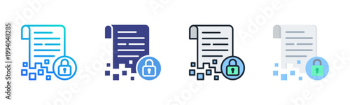 Data Encryption Icon Set Multiple Style Collection
