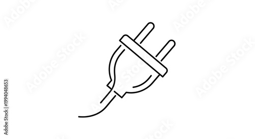 Icon of an electrical plug, a universal symbol representing power, connection, and energy source for devices and appliances, simple outline drawing