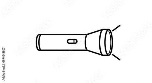 Outline illustration of a portable flashlight with a simple, modern design, perfect for icons, user interfaces, or clean graphic elements