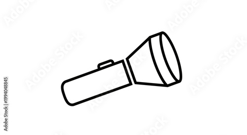 Simple illustration of a flashlight, a portable hand-held electric light source with a bulb and a reflector