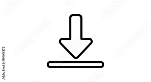 Simple Line Icon of a Download Arrow Pointing Down to a Horizontal Line