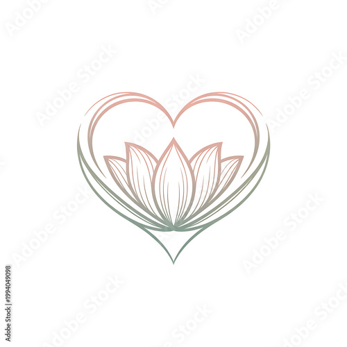 Heart shaped lotus flower logo symbol