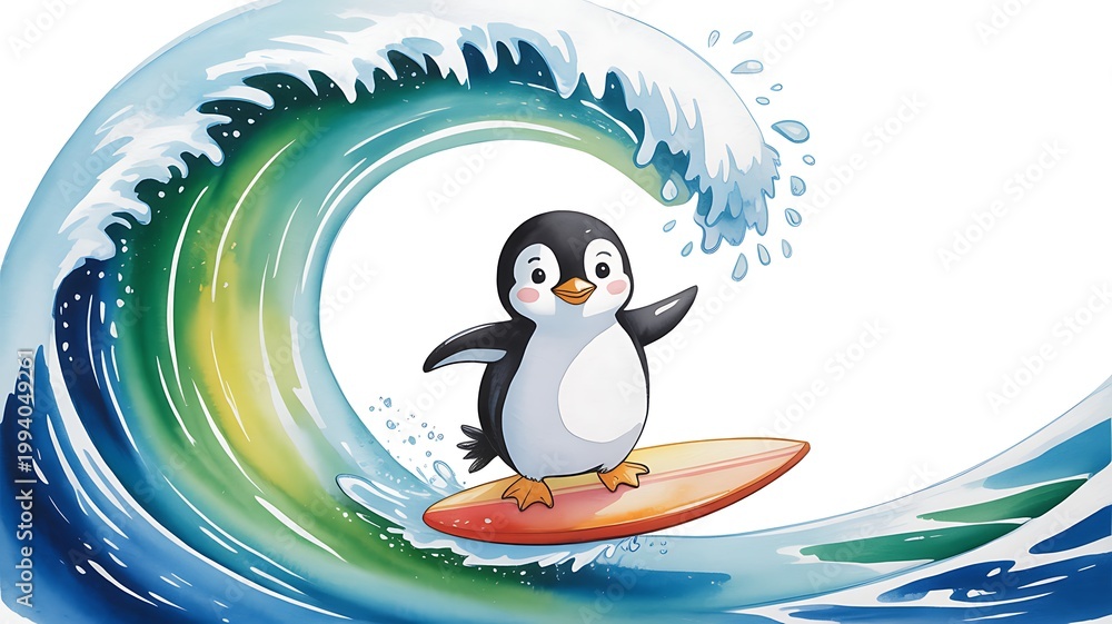 Naklejka premium penguin on the beach