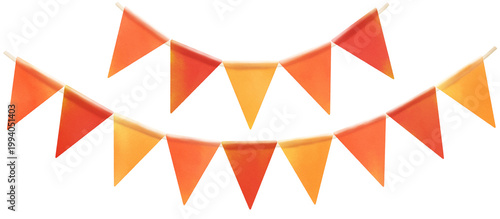 Fall colored bunting clipart Flag garland Transparent background