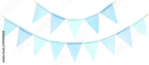 Blue bunting clipart Flag garland Transparent background