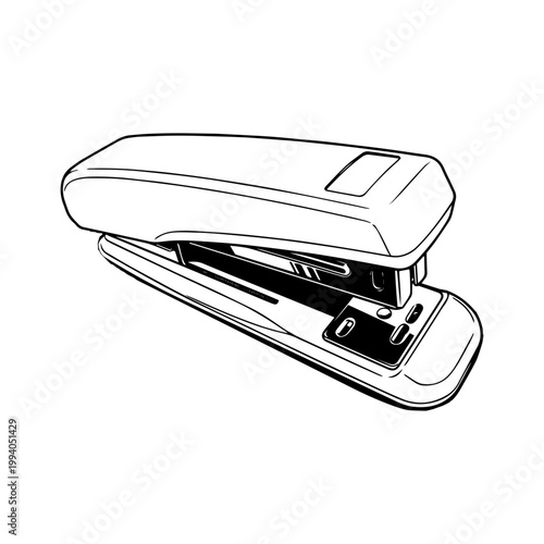 a stapler, a tool used to staple paper together