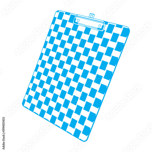 a clipboard with a checkered pattern that resembles a chessboard. This clipboard is a common office stationery item used to clip documents or paper to keep them neat when writing or carrying around