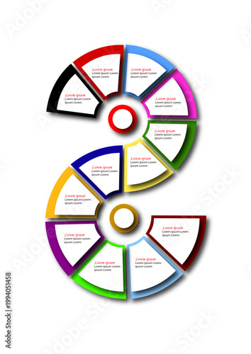 Colorful overlapping circular segments infographic design with vibrant gradient colors