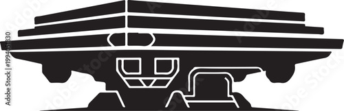 Black and white UFO, futuristic spaceship, alien aircraft, vector illustration