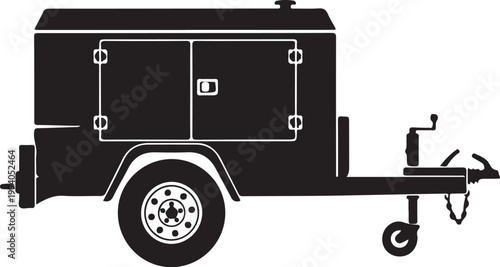Black trailer icon, trailer silhouette, cargo trailer, utility trailer