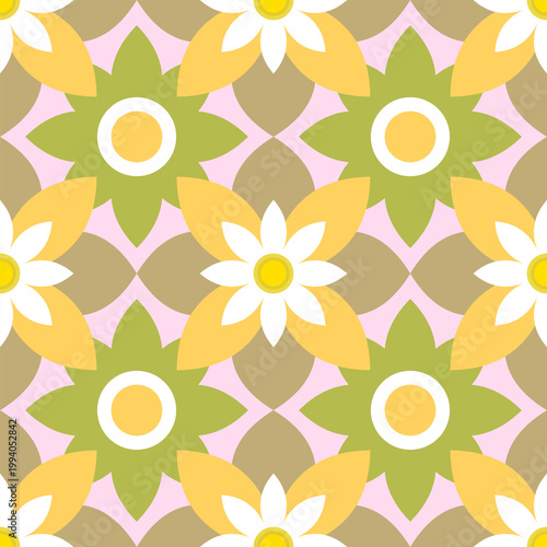 Retro Seamless Floral Geometric Pattern