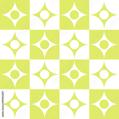 Seamless Lime Green Mid-Century Geometric Pattern