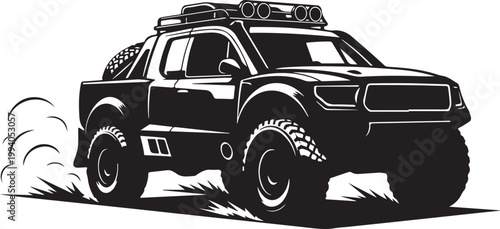 Off-road, pickup truck, vector illustration, black, rugged, adventure vehicle
