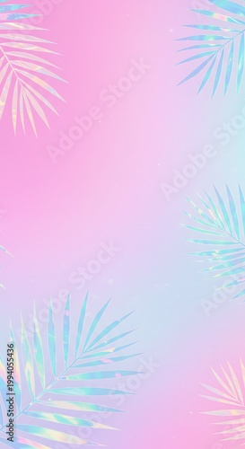 Holographic Palm Paradise: Dreamy Digital Art