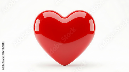 A bright red heart symbol with a glossy finish