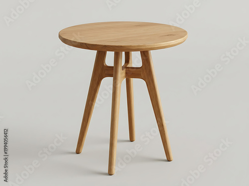 A rustic wooden bar stool with a natural finish and curved backrest