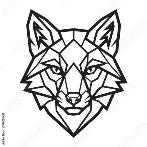 Geometric Fox Head Outline Illustration 1.