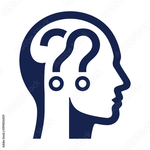 thinking face with question marks in head