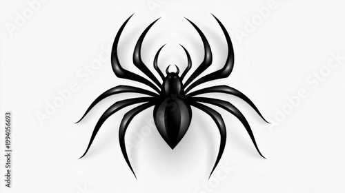 Black glossy spider icon for halloween fear concept