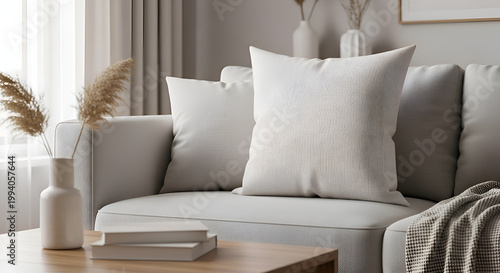 Modern living room interior with sofa.